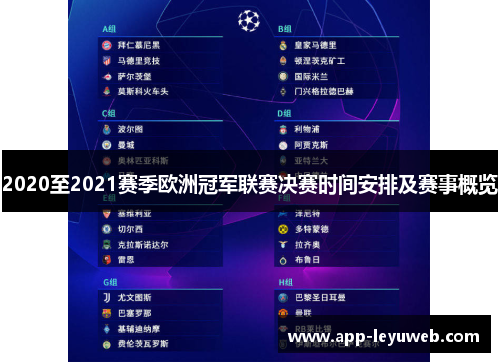 2020至2021赛季欧洲冠军联赛决赛时间安排及赛事概览 2020至2021赛季欧洲冠军联赛决赛时间安排及赛事概览